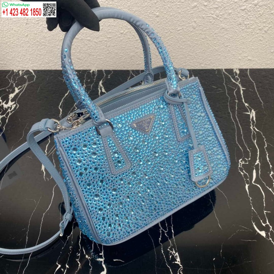 Réplica Prada 1ba896 Prada Galleria Saffiano Bolsa Pequena De Couro Azul