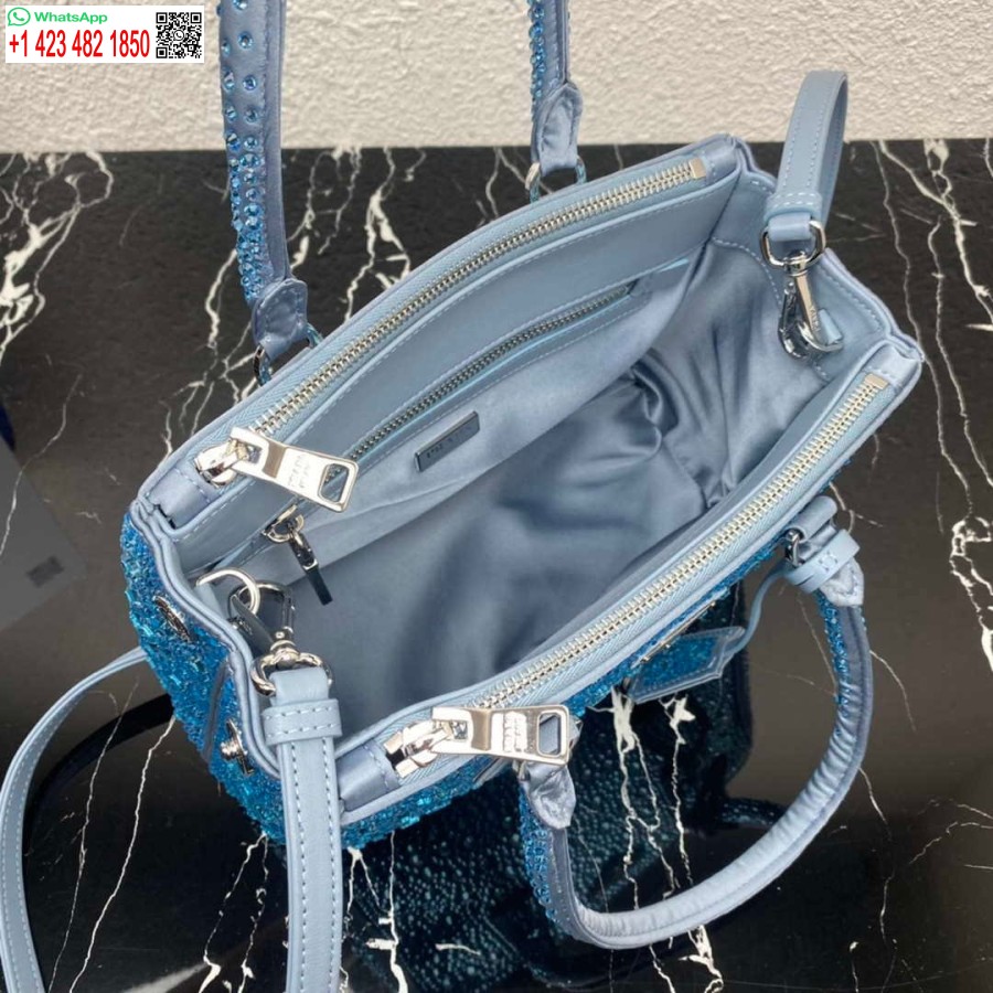 Réplica Prada 1ba896 Prada Galleria Saffiano Bolsa Pequena De Couro Azul