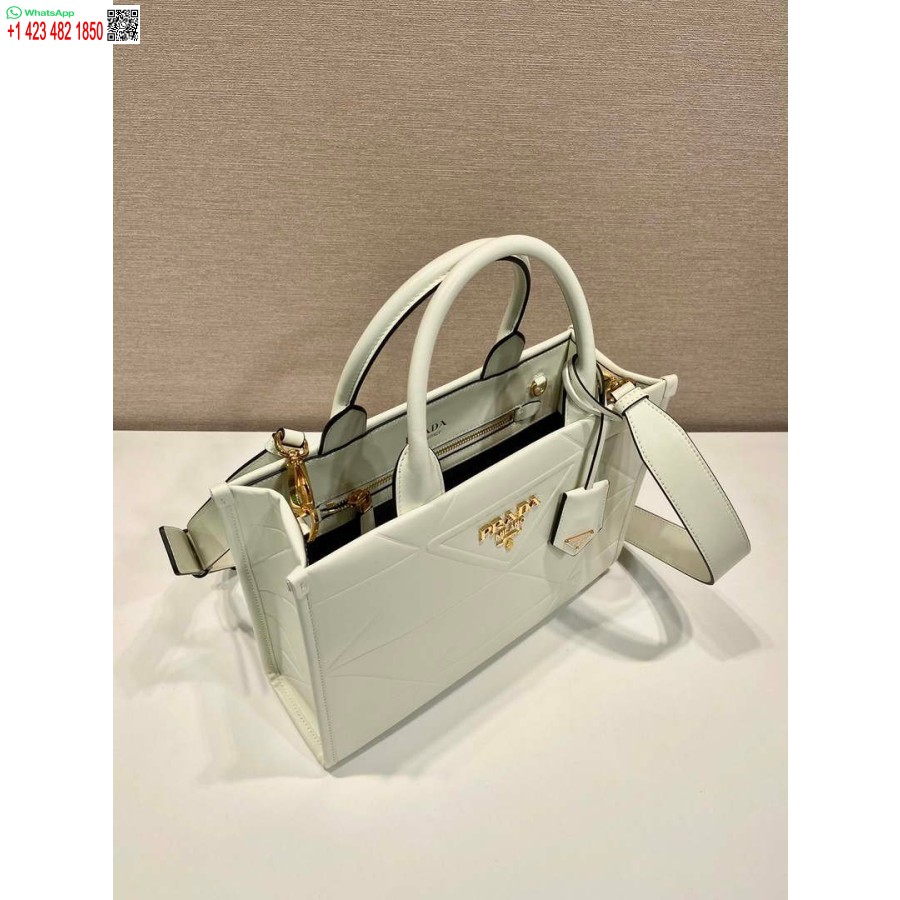 Réplica Prada 1ba379 Pequena Bolsa Prada Symbole De Couro Com Costura Branca