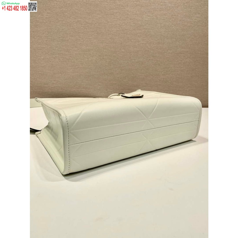Réplica Prada 1ba379 Pequena Bolsa Prada Symbole De Couro Com Costura Branca