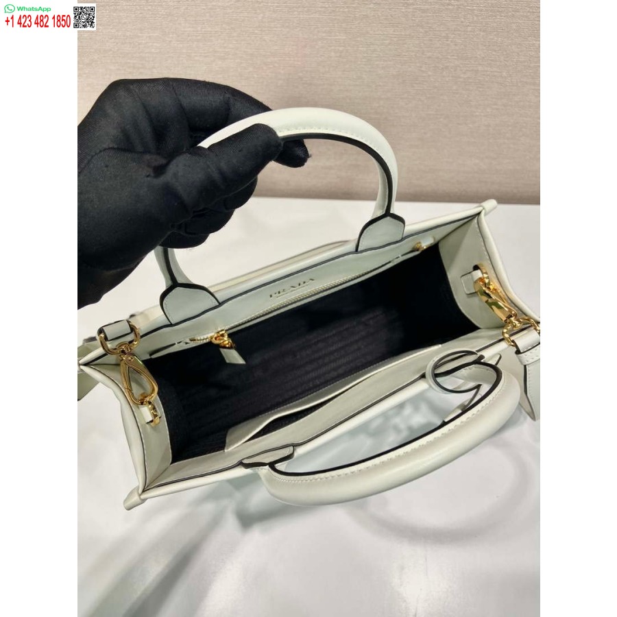 Réplica Prada 1ba379 Pequena Bolsa Prada Symbole De Couro Com Costura Branca