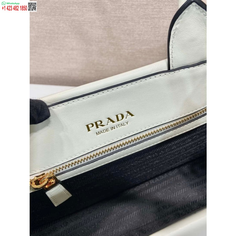 Réplica Prada 1ba379 Pequena Bolsa Prada Symbole De Couro Com Costura Branca