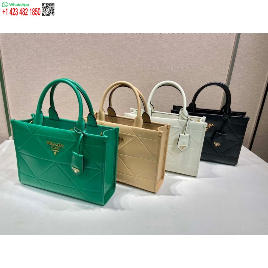 Replica Prada 1BA379 Small leather Prada Symbole bag with topstitching Green