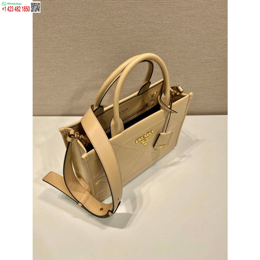 Réplica Prada 1ba379 Pequena Bolsa Prada Symbole De Couro Com Pesponto Damasco