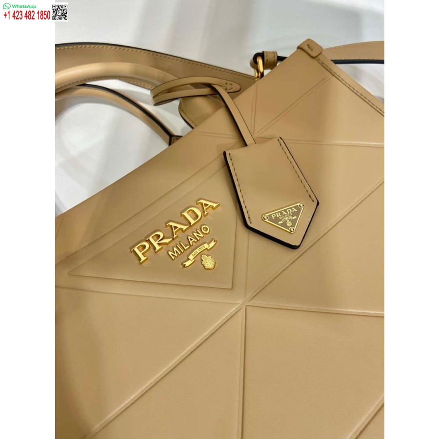 Réplica Prada 1ba379 Pequena Bolsa Prada Symbole De Couro Com Pesponto Damasco