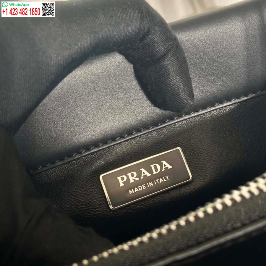 Réplica De Bolso Mini-bolso De Cuero Prada 1ba368 Negro
