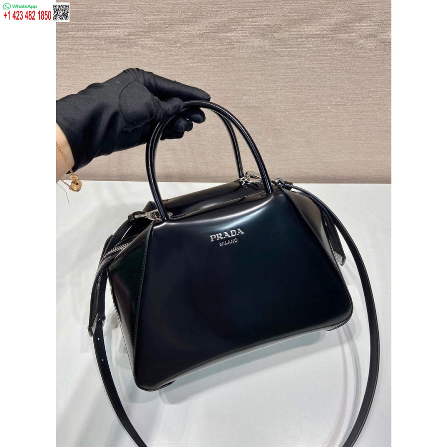 Replica Prada 1BA366 Small brushed leather Prada Supernova handbag Black