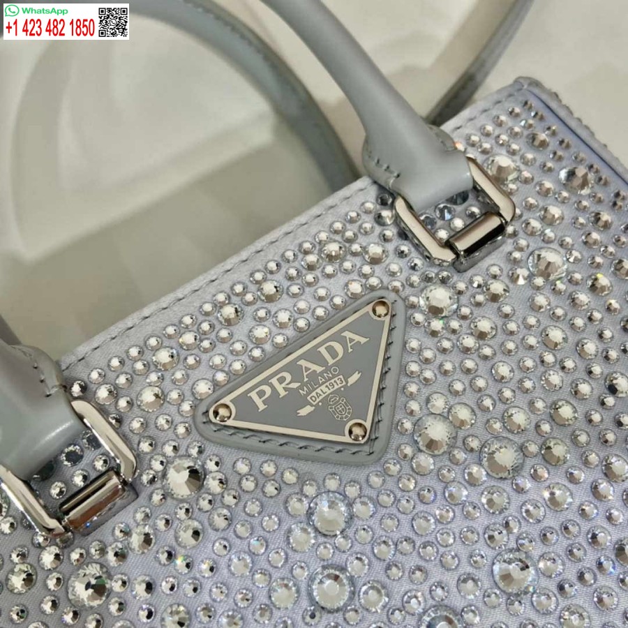 Replika Prada 1ba331 Kis Szatén Táska Fehér Kristályokkal