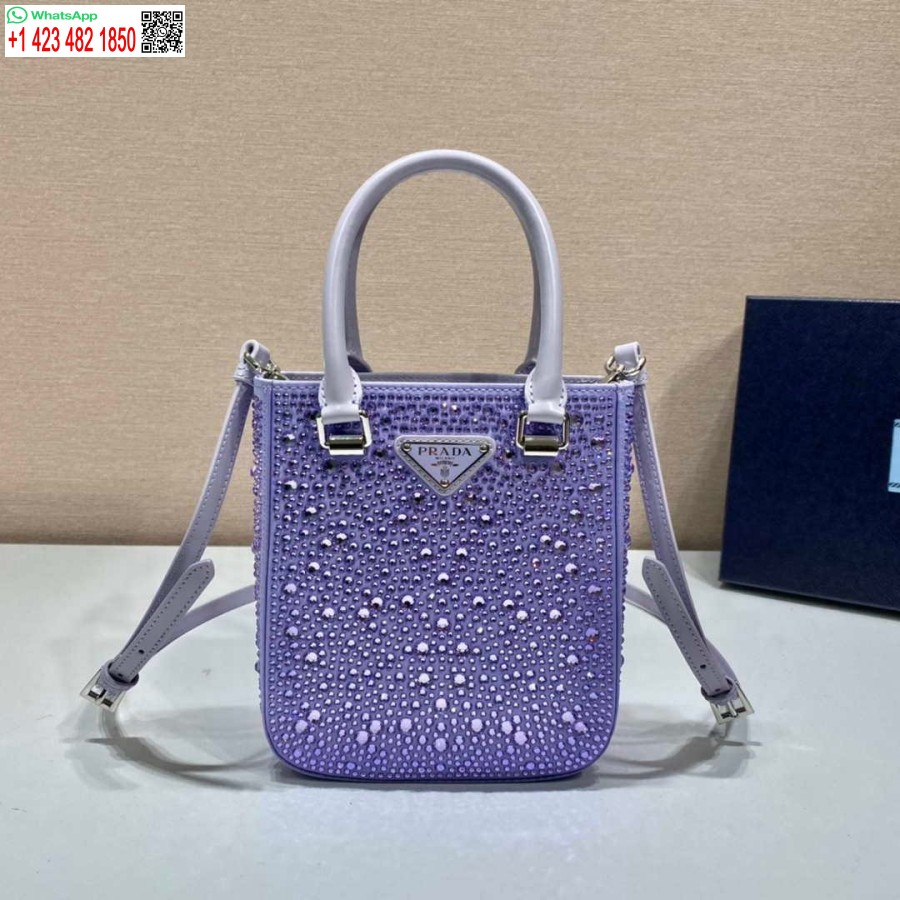 Replica Prada 1BA331 Small satin tote bag with crystals Purple