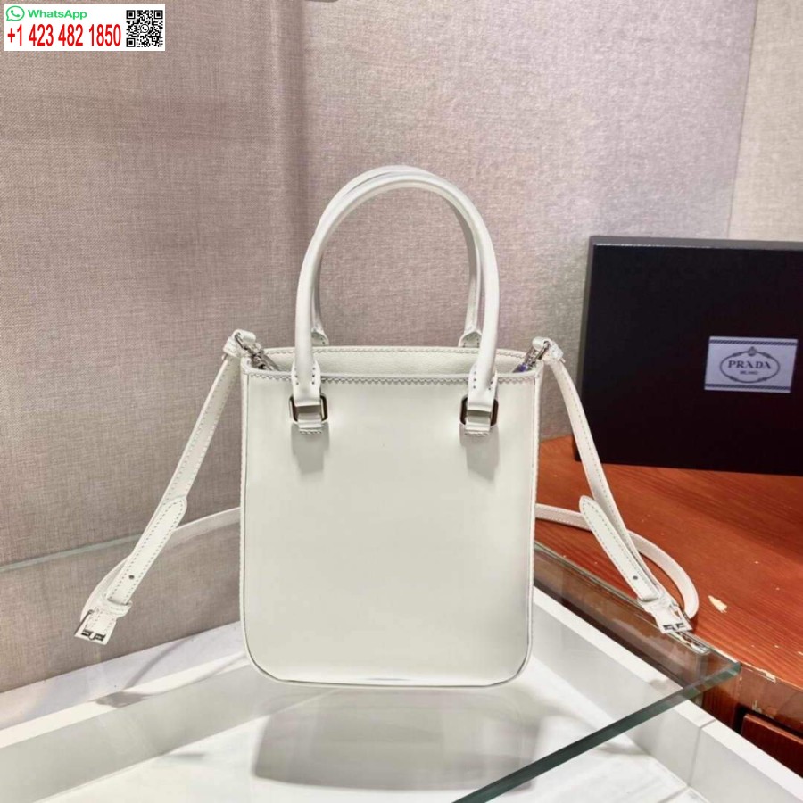Réplique Prada 1ba331 Petit Fourre-tout En Cuir Brossé Blanc
