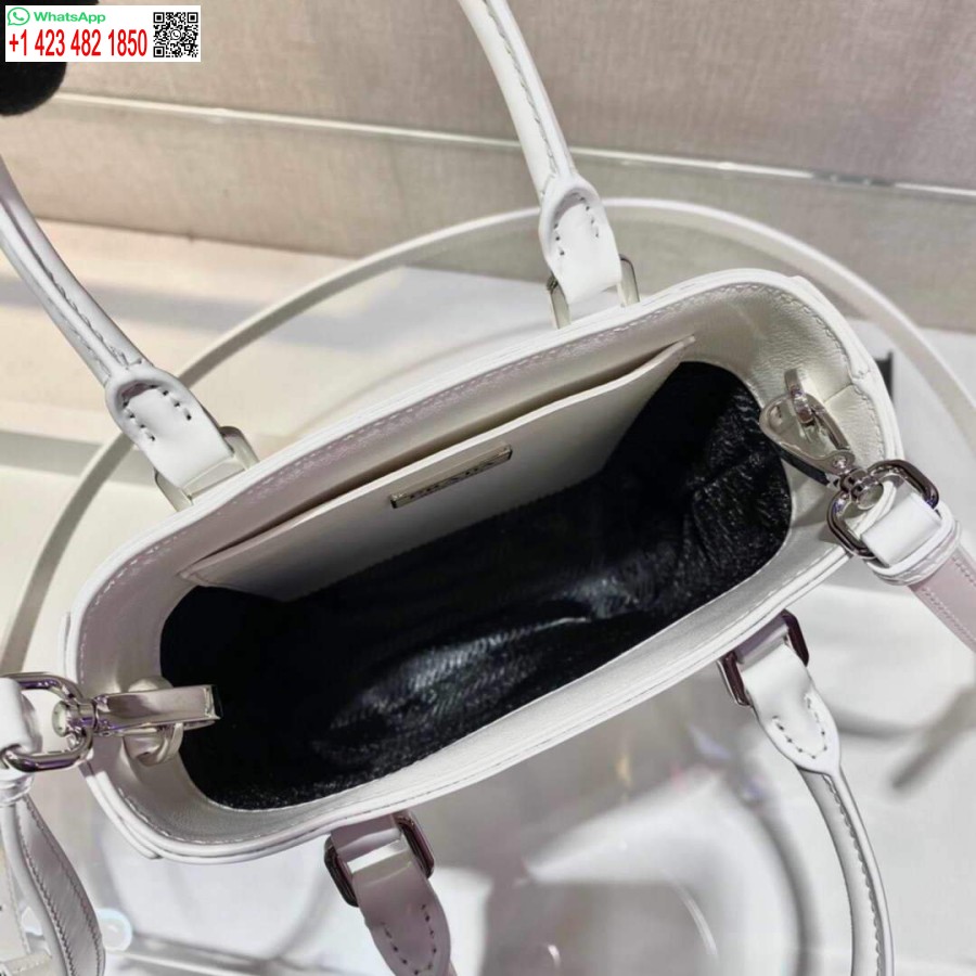 Réplique Prada 1ba331 Petit Fourre-tout En Cuir Brossé Blanc