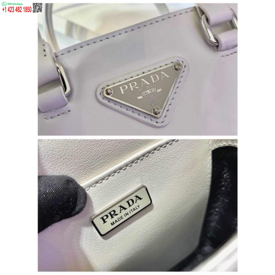 Réplique Prada 1ba331 Petit Fourre-tout En Cuir Brossé Blanc