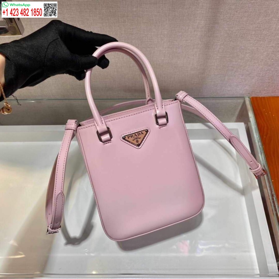 Replika Prada 1ba331 Küçük Fırçalanmış Deri çanta Pembe
