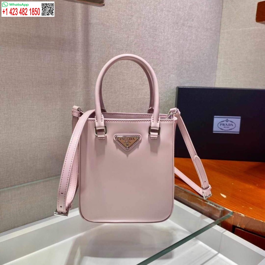 Replika Prada 1ba331 Küçük Fırçalanmış Deri çanta Pembe