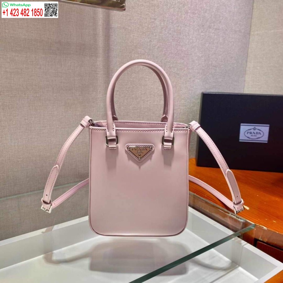 Replica Prada 1BA331 Small Brushed Leather Tote Pink