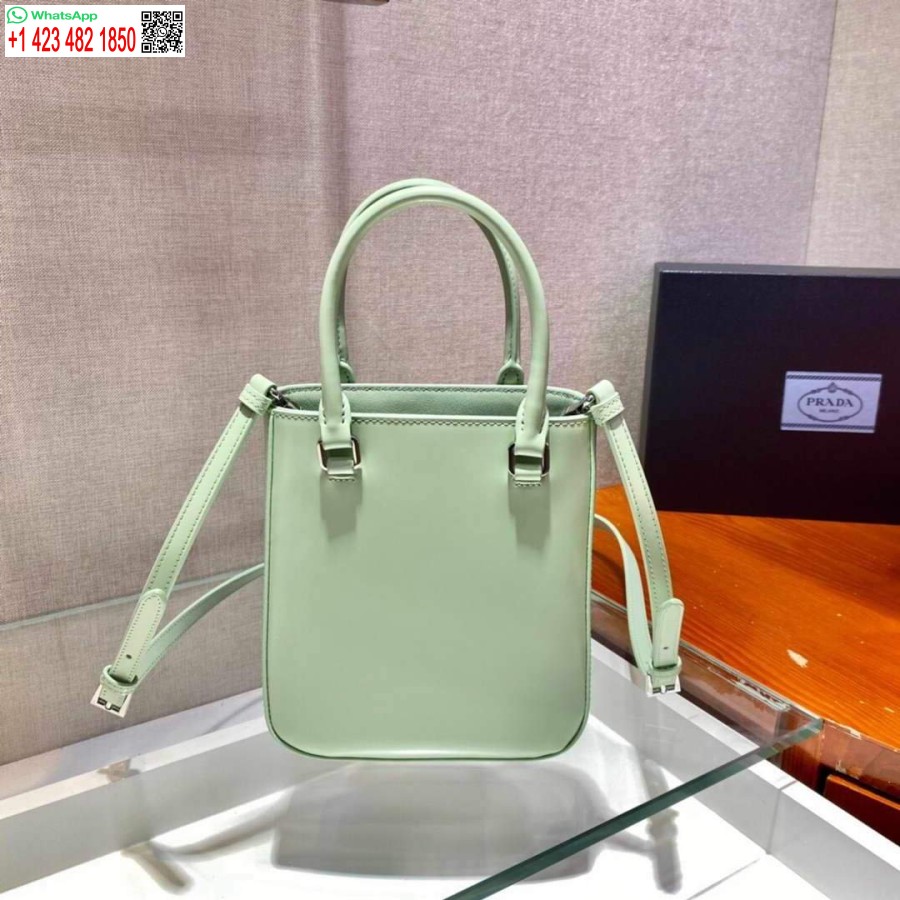 Replika Prada 1ba331 Küçük Fırçalanmış Deri çanta Açık Yeşil