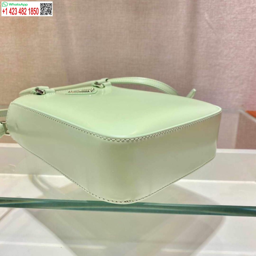 Replika Prada 1ba331 Küçük Fırçalanmış Deri çanta Açık Yeşil