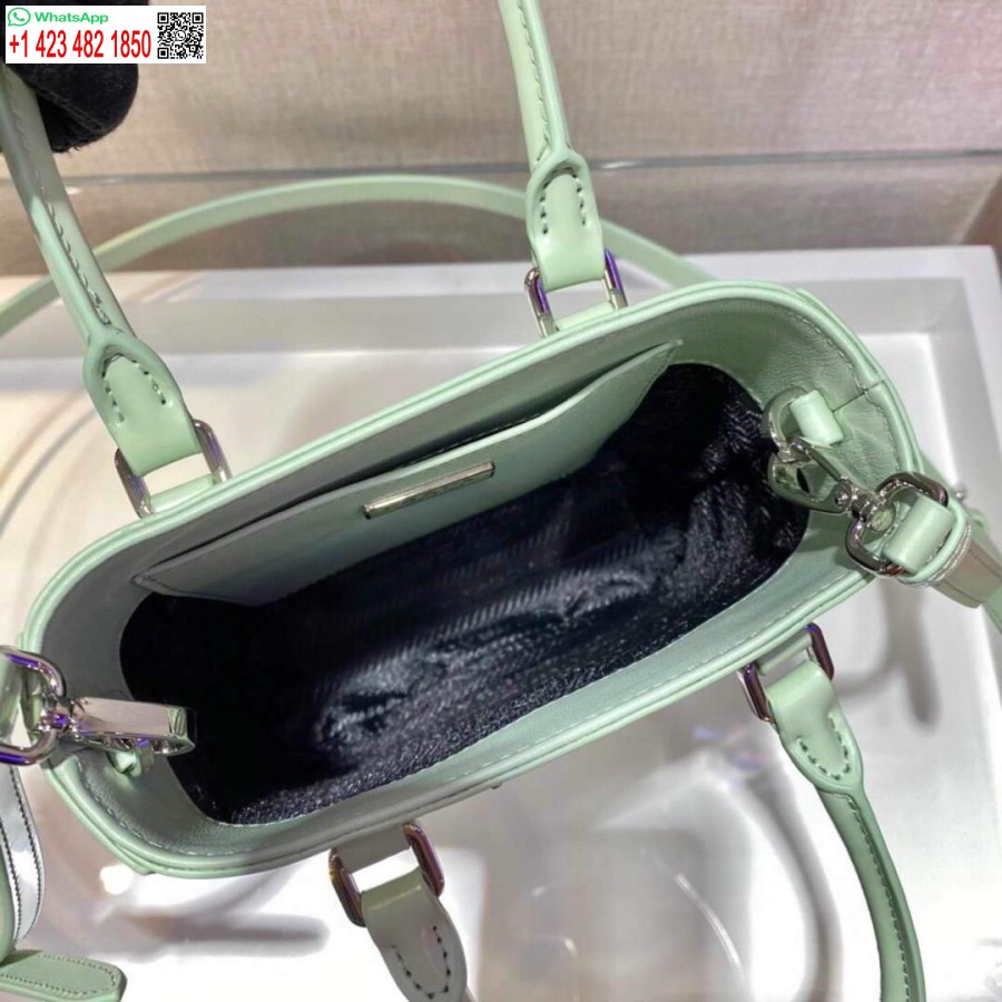 Replika Prada 1ba331 Küçük Fırçalanmış Deri çanta Açık Yeşil