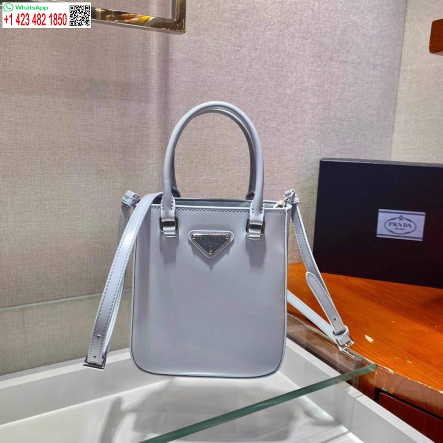 Réplique Prada 1ba331 Petit Fourre-tout En Cuir Brossé Bleu Clair