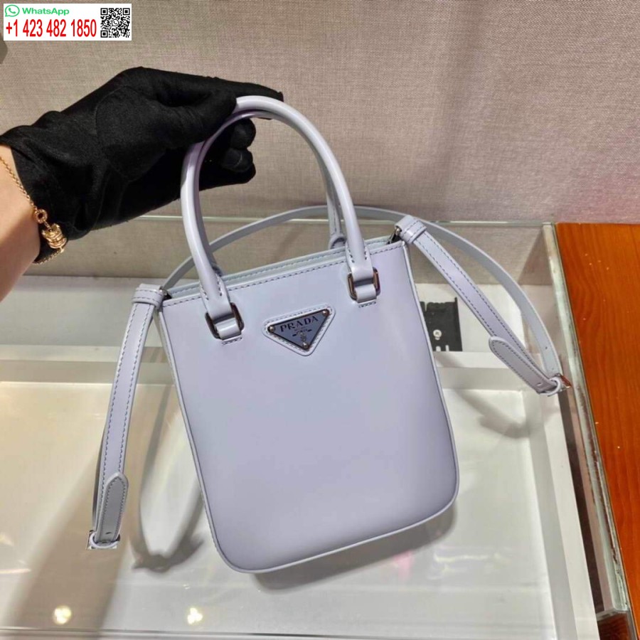Réplique Prada 1ba331 Petit Fourre-tout En Cuir Brossé Bleu Clair