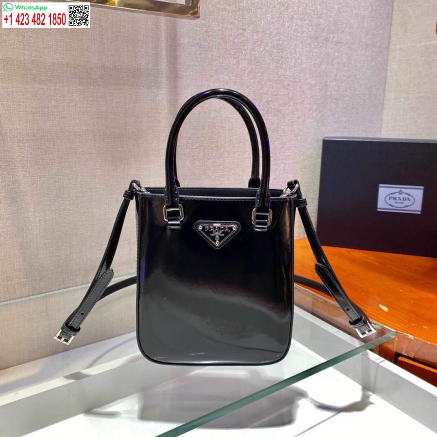 Replica Prada 1BA331 Small Brushed Leather Tote Black