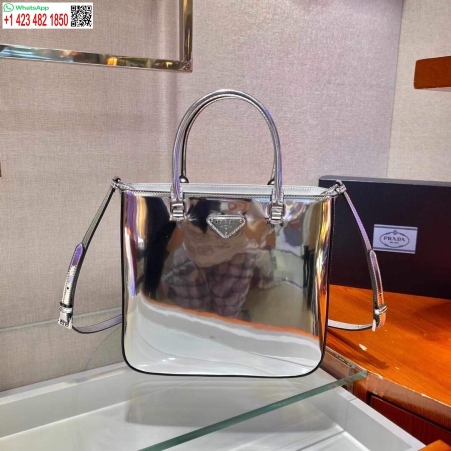 Replika Prada 1ba330 Szálcsiszolt Bőr Táska Ezüst