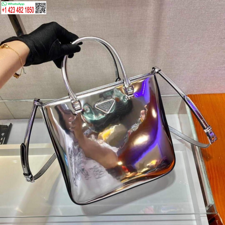 Replika Prada 1ba330 Szálcsiszolt Bőr Táska Ezüst