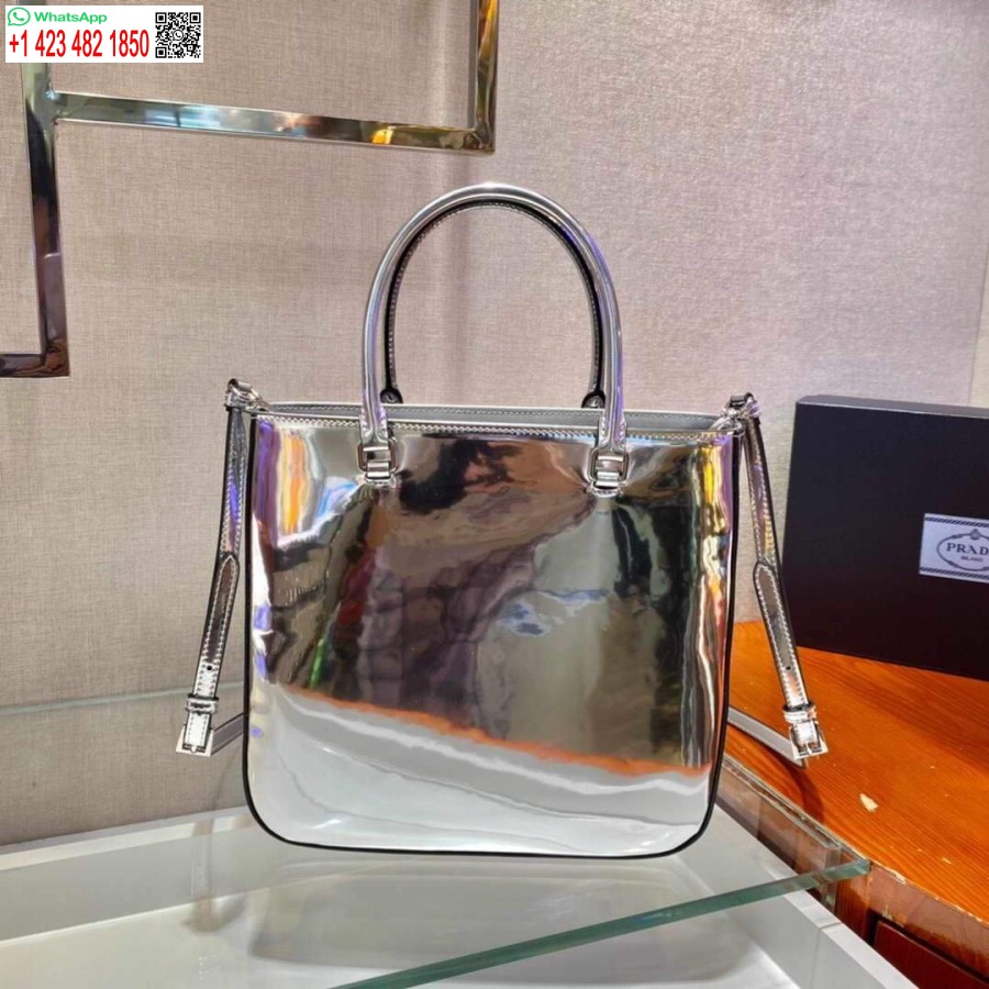 Replika Prada 1ba330 Szálcsiszolt Bőr Táska Ezüst