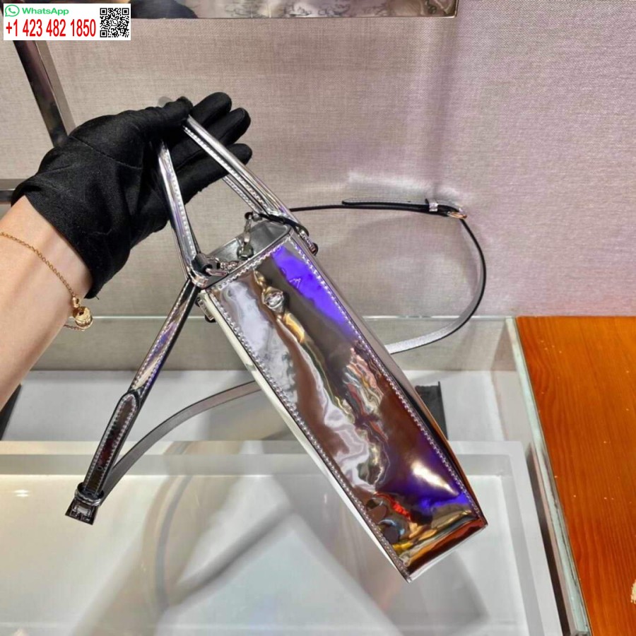 Replika Prada 1ba330 Szálcsiszolt Bőr Táska Ezüst