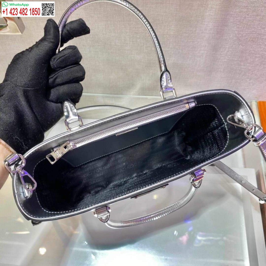 Replika Prada 1ba330 Szálcsiszolt Bőr Táska Ezüst