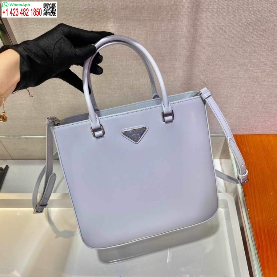 Replica Prada 1ba330 Tygväska I Borstad Läder Ljusblå