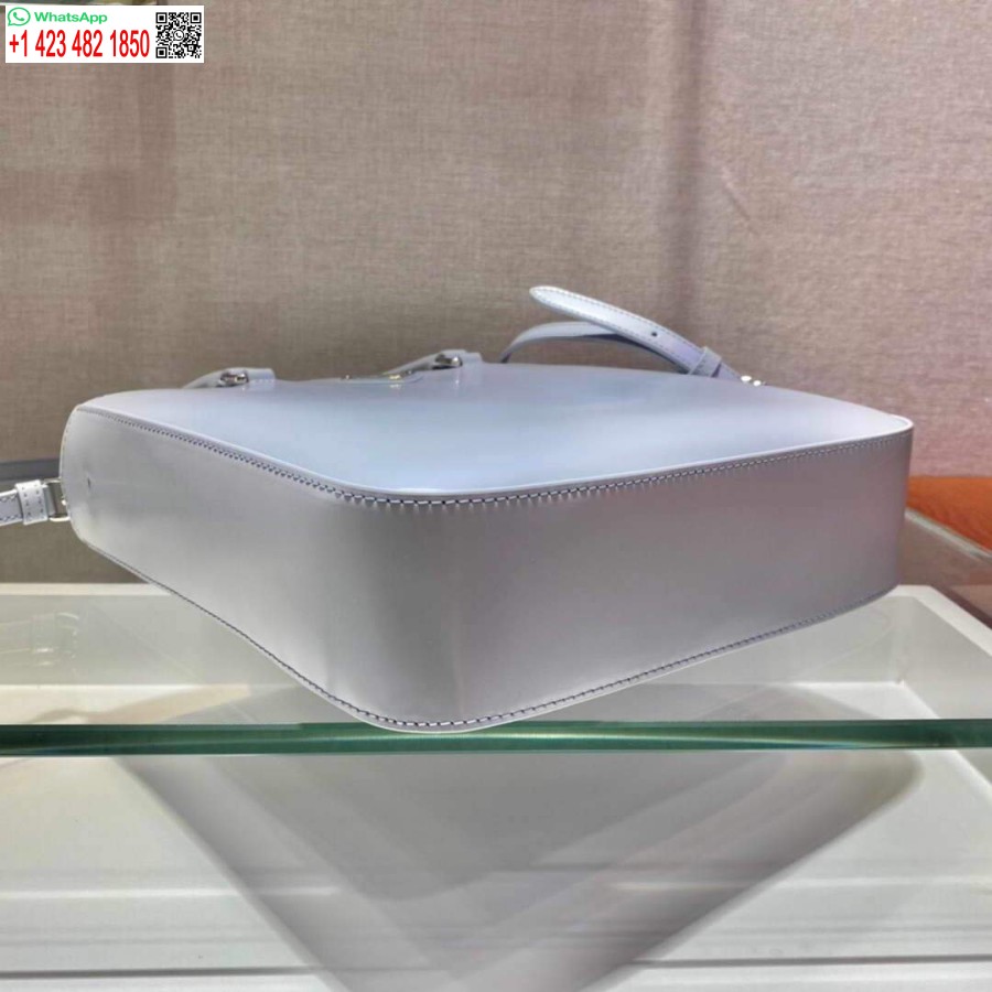 Replica Prada 1ba330 Tygväska I Borstad Läder Ljusblå