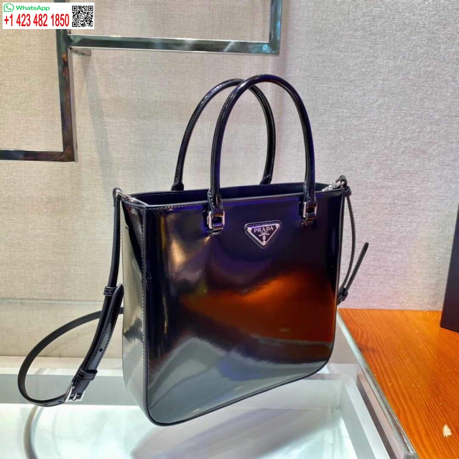 Replica Prada 1ba330 Tygväska I Borstad Läder Svart