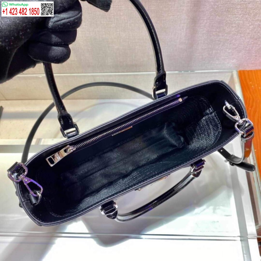 Replica Prada 1ba330 Tygväska I Borstad Läder Svart