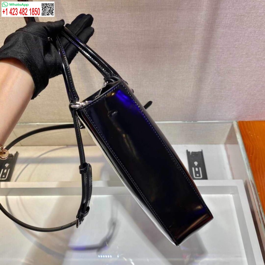 Replica Prada 1ba330 Tygväska I Borstad Läder Svart