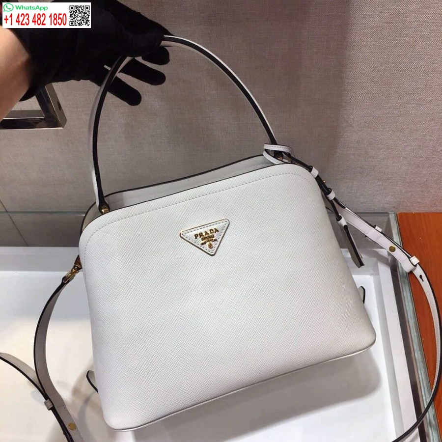 Replica Prada 1ba282 Borsa Media In Pelle Saffiano Prada Matinée Bianca