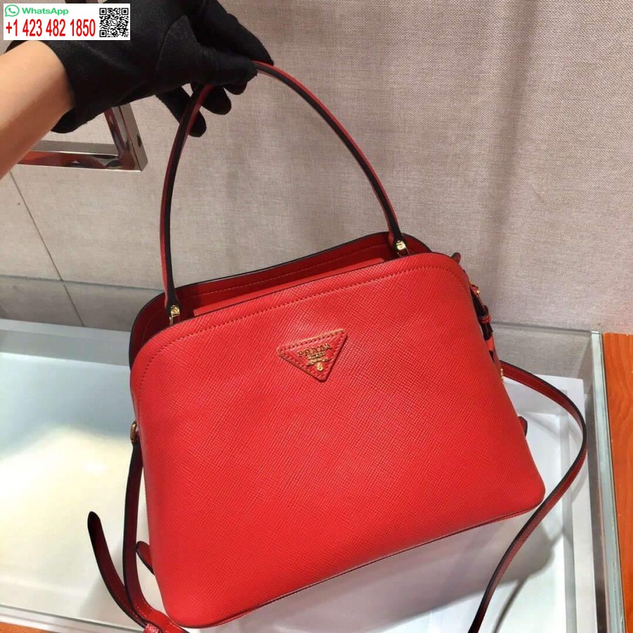 Replica Prada 1ba282 Borsa Media In Pelle Saffiano Prada Matinée Rossa