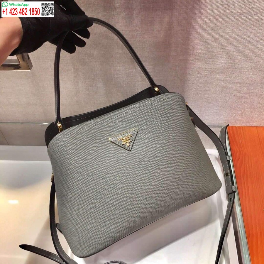 Replica Prada 1BA282 Medium Saffiano Leather Prada Matinee Bag Gray