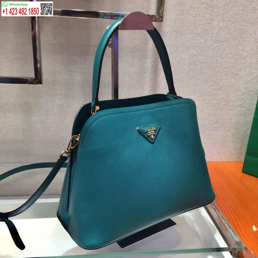 Replika Prada 1ba282 Közepes Saffiano Bőr Prada Matinee Táska Kék