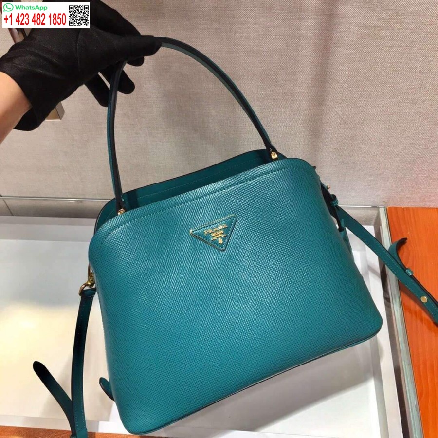 Replica Prada 1ba282 Borsa Media In Pelle Saffiano Prada Matinée Blu