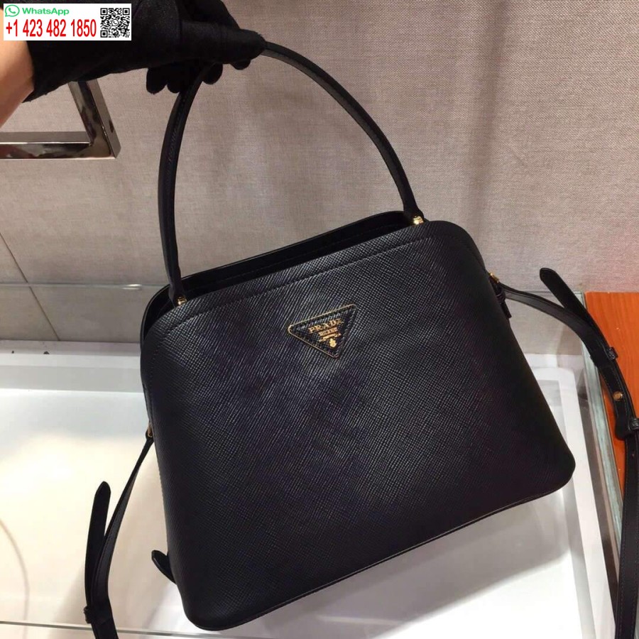 Replica Prada 1ba282 Borsa Media In Pelle Saffiano Prada Matinée Nera