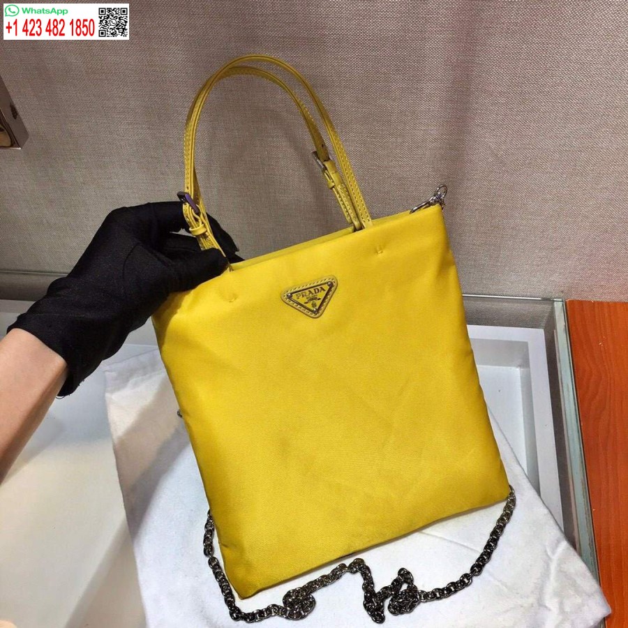 Réplique Prada 1ba252 Sac à Main En Nylon Jaune