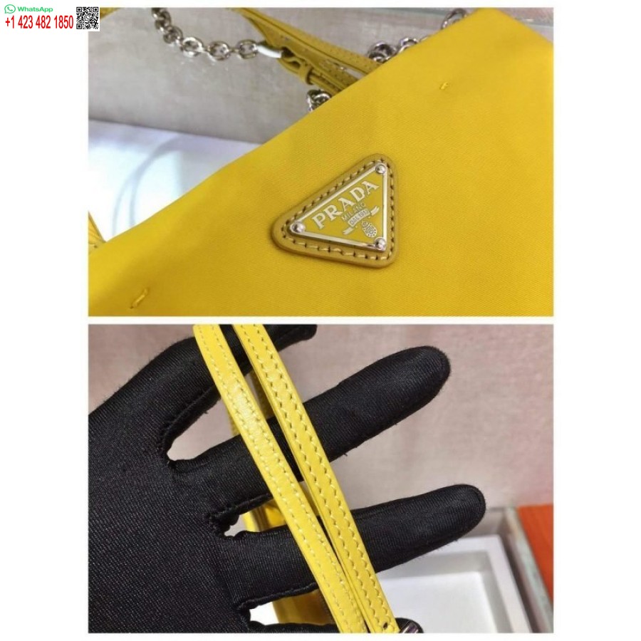 Réplique Prada 1ba252 Sac à Main En Nylon Jaune