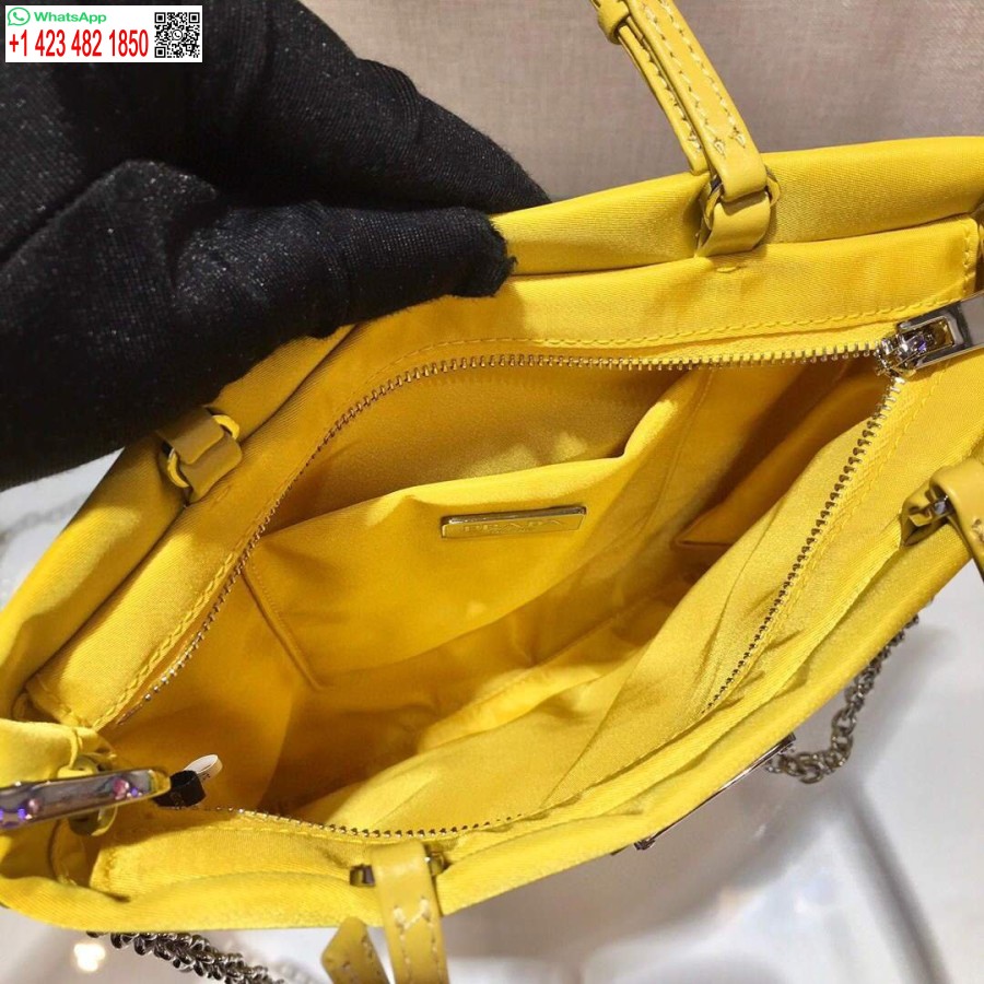 Réplique Prada 1ba252 Sac à Main En Nylon Jaune