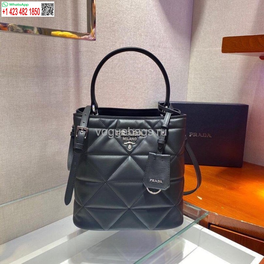 Replica Prada 1BA212 Medium Saffiano Leather Prada Panier Bag in Black