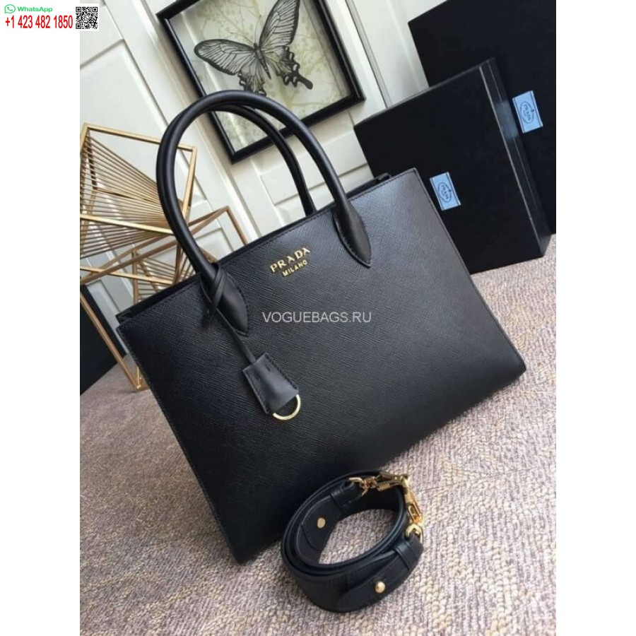 Replica Prada 1BA153 Large Saffiano Leather Handbag in Black
