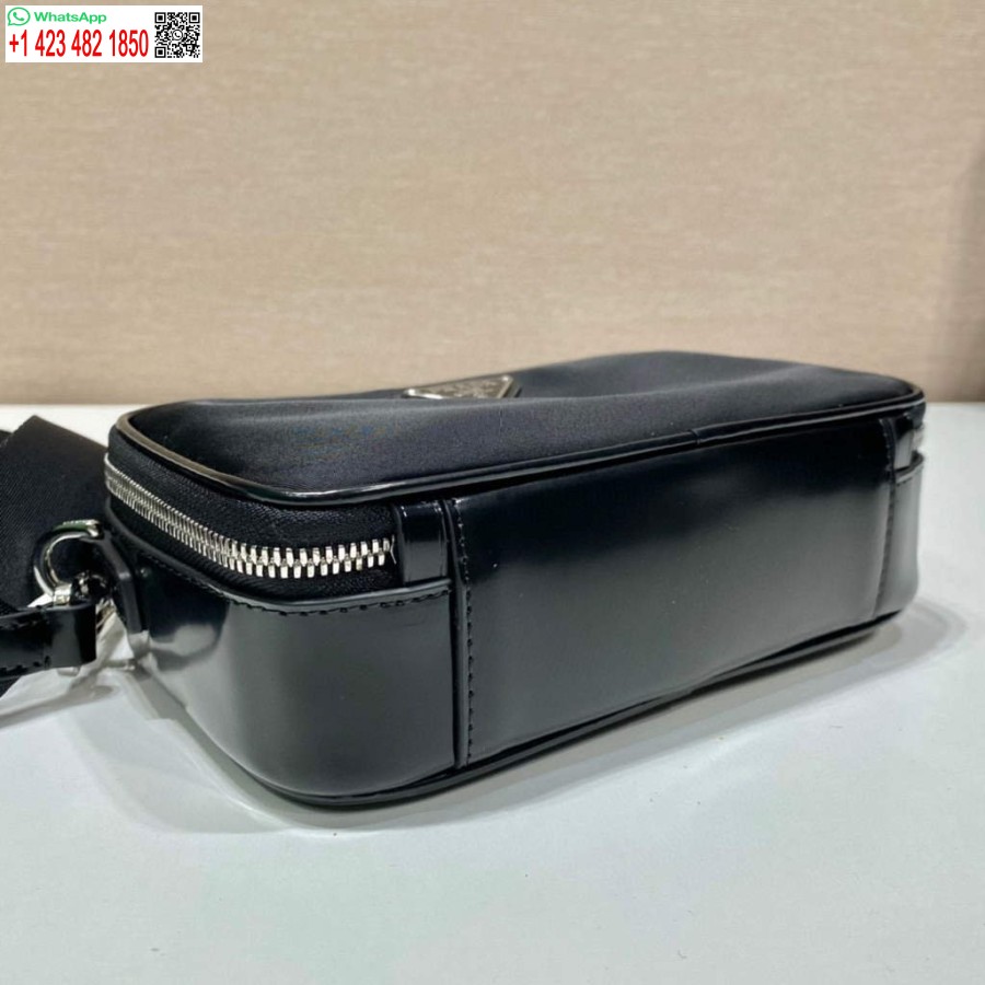 Replika Prada 2vh070 Saffiano Nylon Bőr Prada Brique Táska Fekete