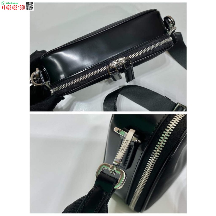 Replika Prada 2vh070 Saffiano Nylon Bőr Prada Brique Táska Fekete
