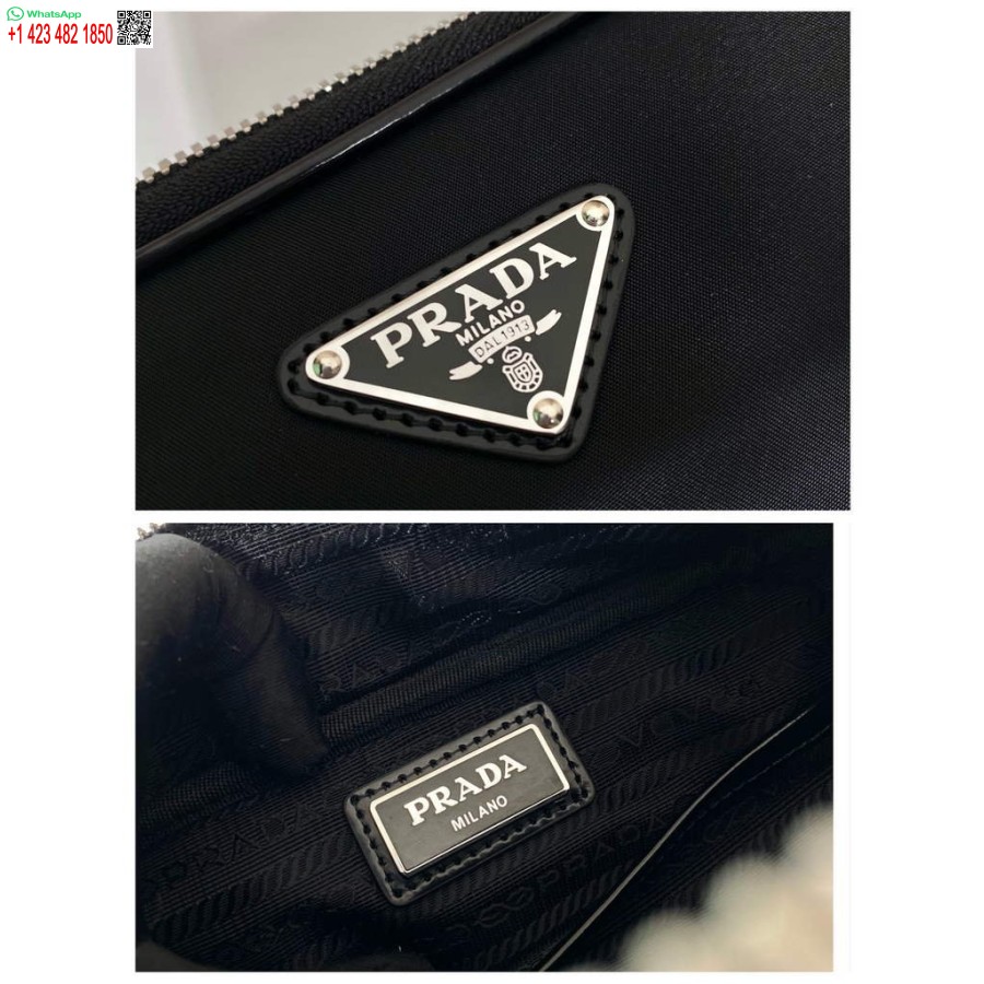 Replika Prada 2vh070 Saffiano Nylon Bőr Prada Brique Táska Fekete