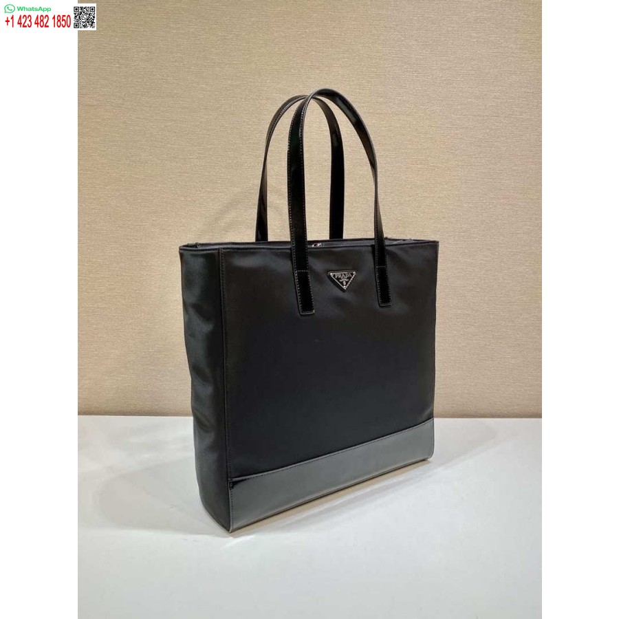 Replika Prada 2VG071 Re-Nylon Und Ledertasche Schwarz